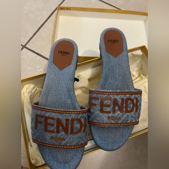 Denim Fendi Sandals - Picture 1 of 9